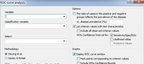 MedCalc�����ر����ô��roc����