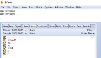 Eviews8怎么取对数