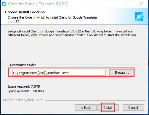 谷歌翻译器截图
