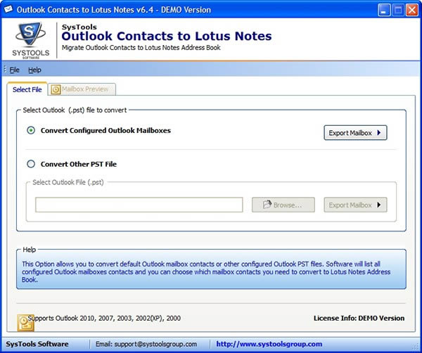 SysTools Outlook Contacts to Lotus Notes(䴦)