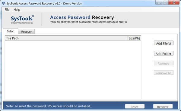 SysTools Access Password Recovery(Accessݿָ)