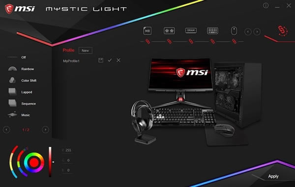 MSI Mystic Light-微星RGB灯光控制软件-MSI Mystic Light下载 v3.0.0.46 官方最新版